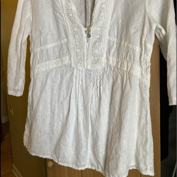 3/4 sleeve white boho top small - Picture 2 of 8